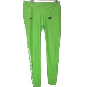 Nike Dry Fit Sea Hawks Lime Green Leggings Size Large